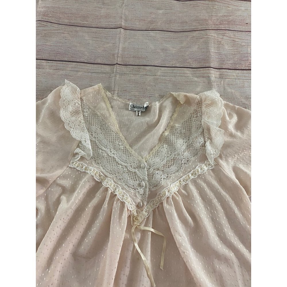 Vintage Christian Dior X Neiman Marcus Lace Trim Night Gown - Medium - Picture 7 of 14